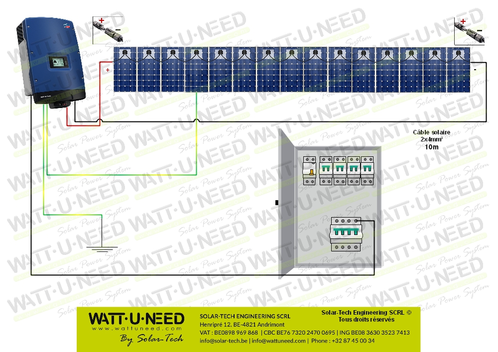 Kit 15 panneaux autoconsommation / réinjection tri 5000W sans stockage